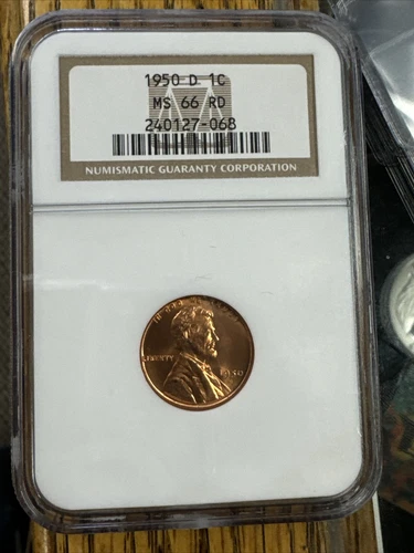 1950 D NGC MS 66 RD Wheat Cent