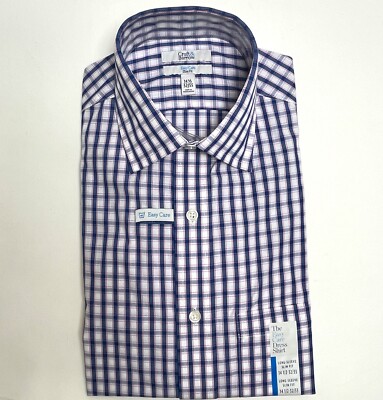 NWT CROFT & BARROW Men's Pink Navy Plaid Checks Dress Shirt 14.5 32/33 Small
