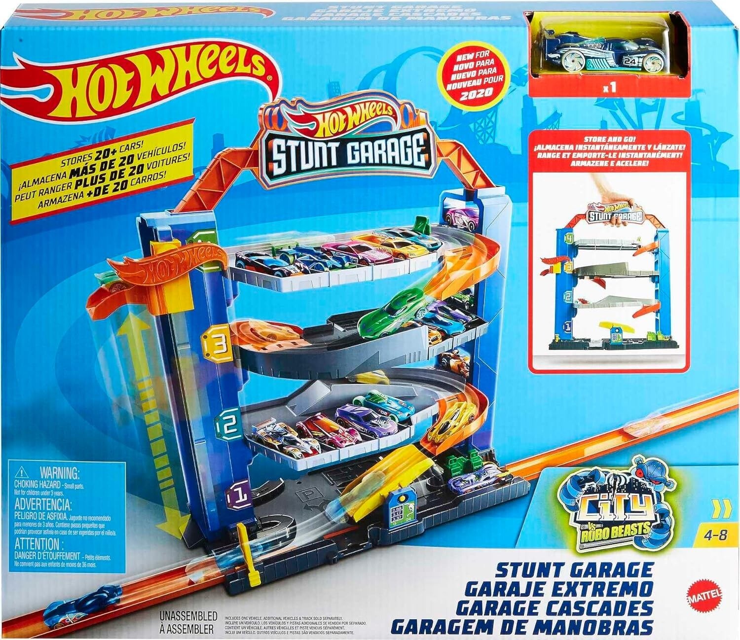 stunt garage hotwheels GNL70 garaje garagem playset hw cars vehicles city robo