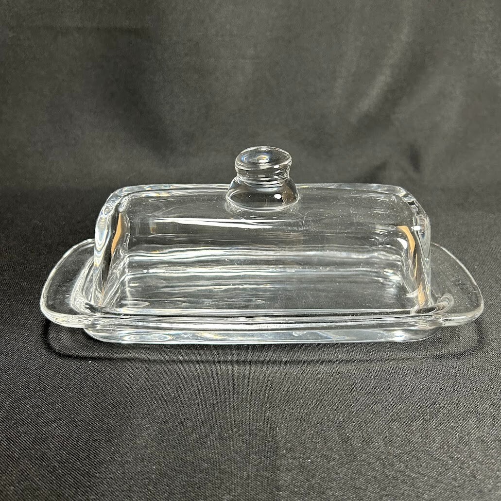 Vintage Clear Plain Glass 1/4 Pound Butter Dish