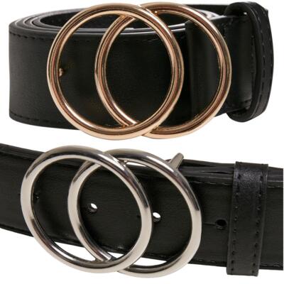 Urban Classics Ring Buckle Belt Gürtel Damen Kunstleder Schwarz Gold 95 - 125 cm