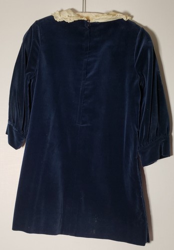 Girls Dress Vintage Blue Velvet Lacy Collar Elen Henderson Size 7 Christmas CL1 - Picture 3 of 7
