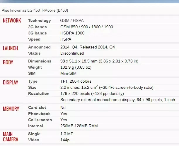 Original Unlocked LG 450 T-Mobile (B450) 3G HSDPA 1900 Flip Mobile Phone - Image 2 of 3