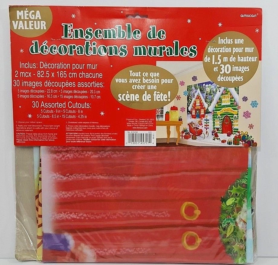 Kit de decoración de pared de Navidad Polo Norte taller de lujo nuevo en paquete nuevo Foto 3 de 4