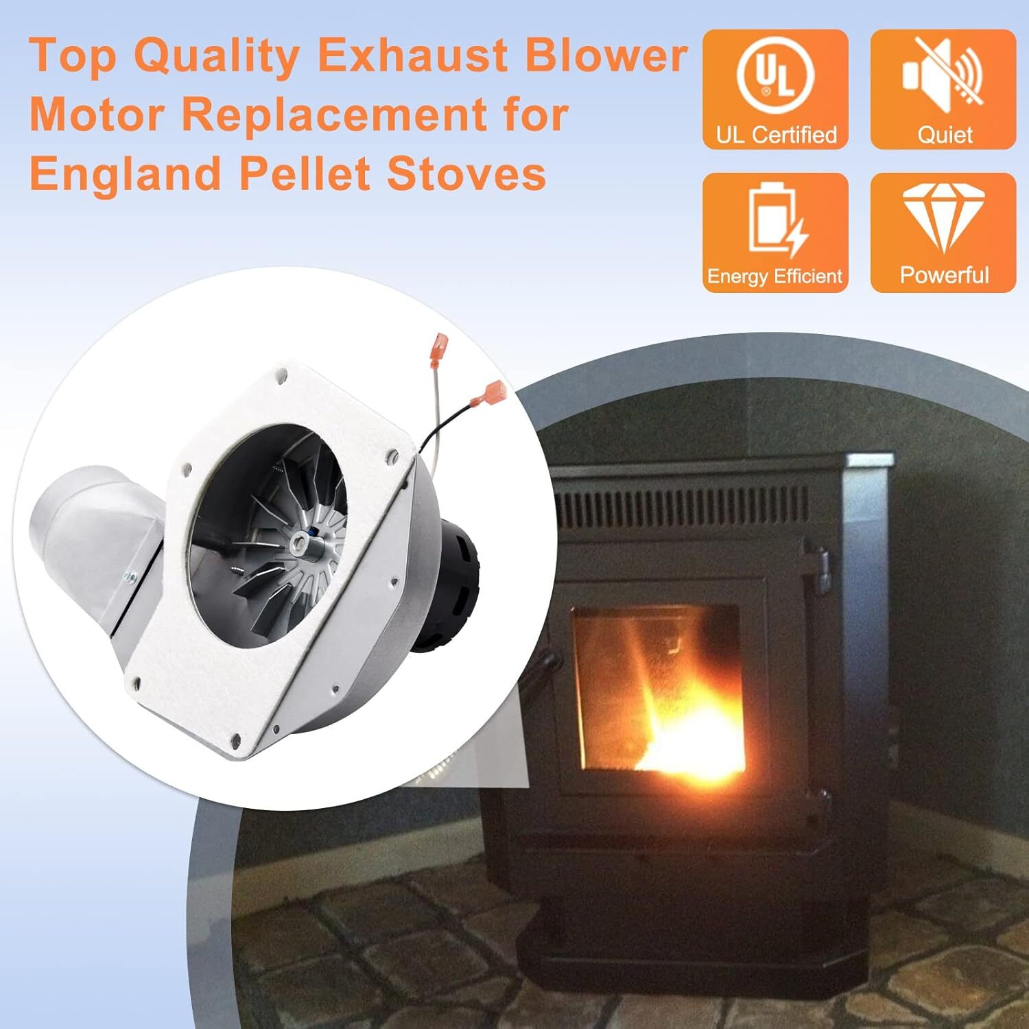 PU-076002B Combustion Exhaust Blower Motor Fan w/ Housing for Englander  25-PDVC