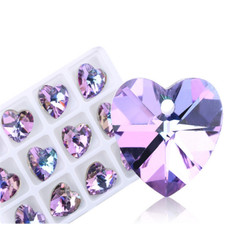 10X Love Heart facing glass crystal bead Pendant Rainbow AB gloss Christmas gift