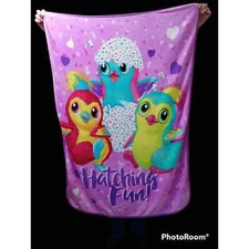 Hatchimals purple blanket rare Penguala soft plush throw fleece 53x38