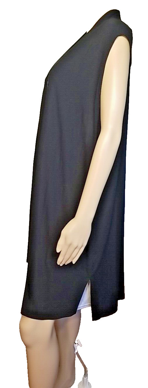 Eileen Fisher Deep Black Long Drape Relaxed Jersey Open Vest Small Oversized T48 image 5