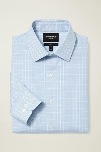 BONOBOS Shirt Men XS Blue Tailored Fit Button Down Long Sleeve
