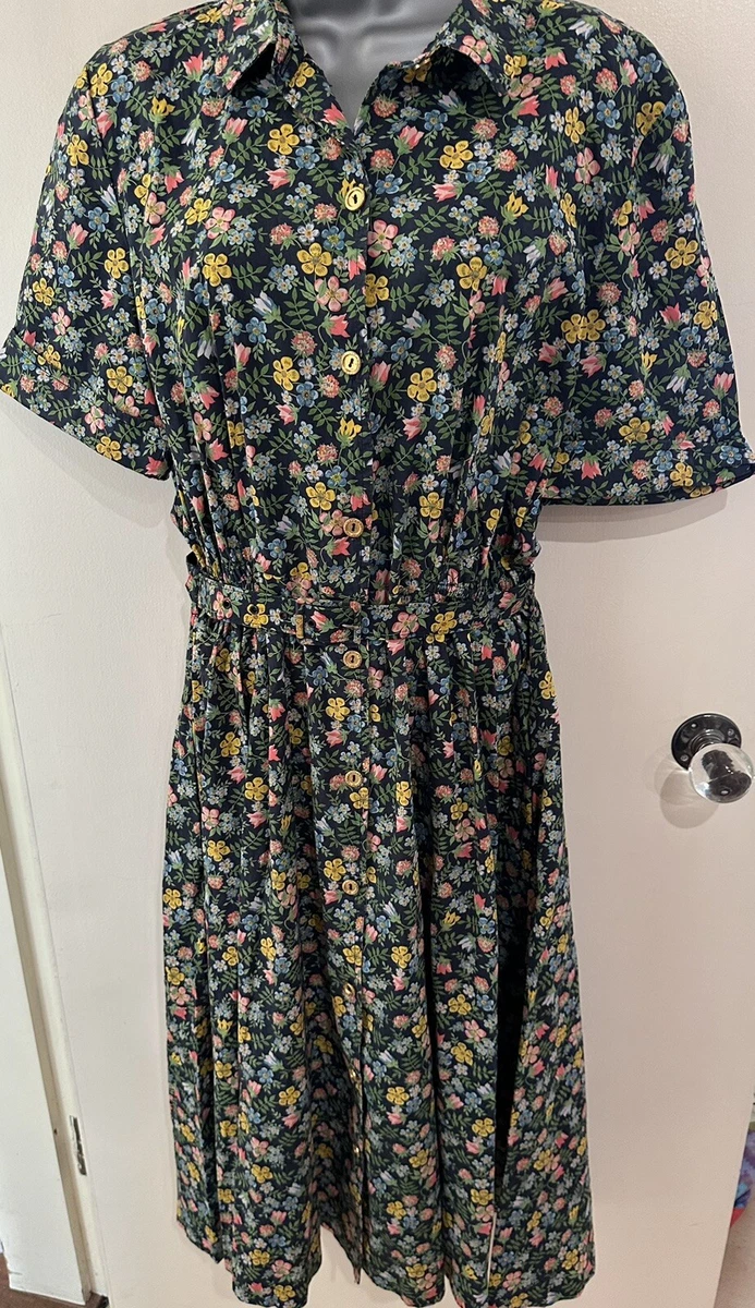 VINTAGE JAMES MEADE LIBERTY TANA LAWN FLORAL BELTED BUTTON FRONT