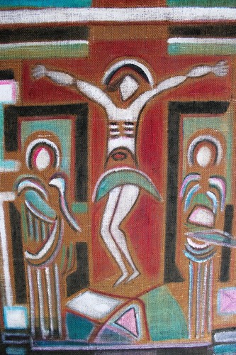 GEORGETA GIGI ARAMESCU OIL PAINTING CANVAS JUTE SIGNED TITLED CHRIST MID CENTURY - Picture 5 of 9