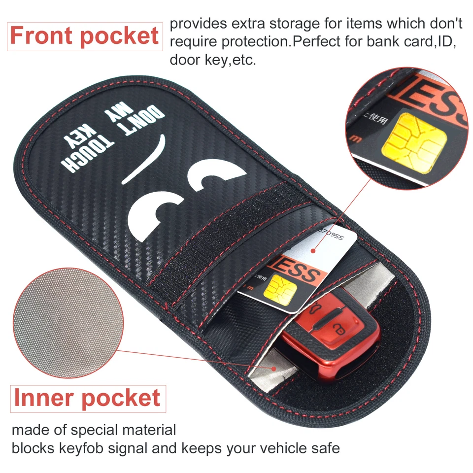 Auto Schlüssel Keyless Go Schutz RFID Funk Blocker Tasche Etui Hülle Carbon - Bild 3 von 4