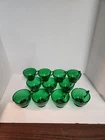 Anchor Hocking Set Of 11 Vintage Forest Green Glass Cups 2.25 Inches H X 3...