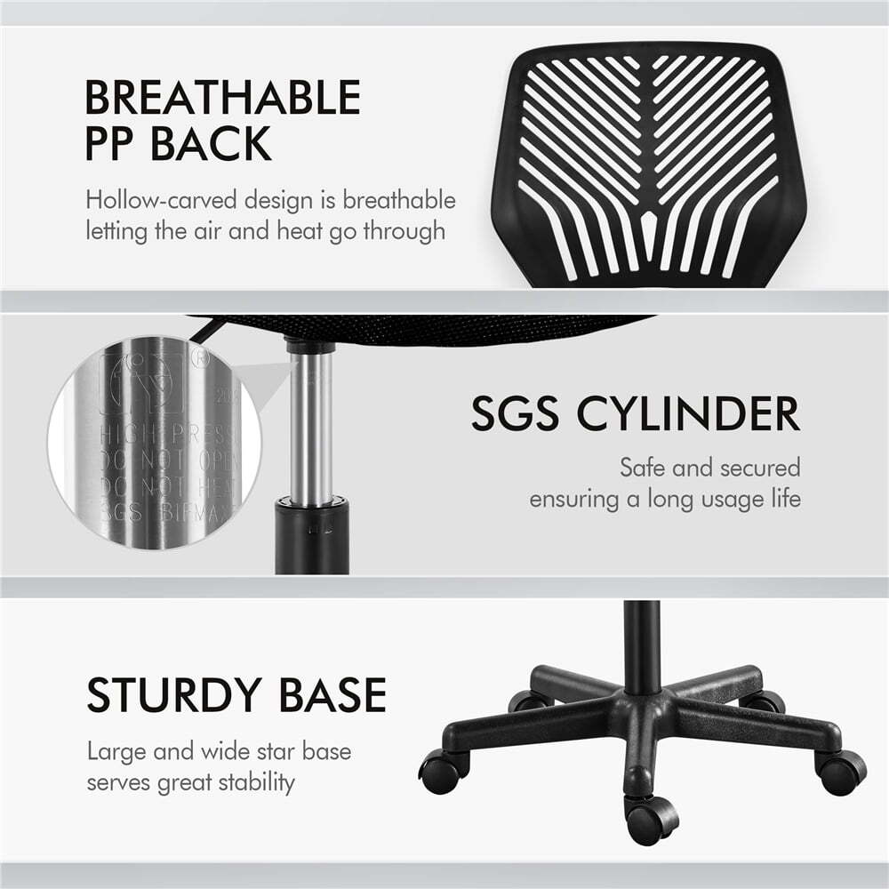 SMILE MART Adjustable Armless Mid Back Office Chair, Black