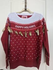 MEN'S CHRISTMAS SWEATER FROM TIPSY ELVES with Tassels Sz M Holiday Ugly