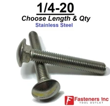 1/4-20 Stainless Steel Round Head Carriage Bolt "Coach Screws" (Choose Size)