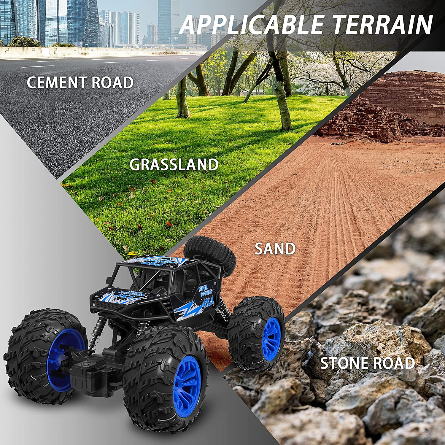 RC Car 1:18 Large Scale, 2.4Ghz All Terrain Waterproof Remote Control Truck