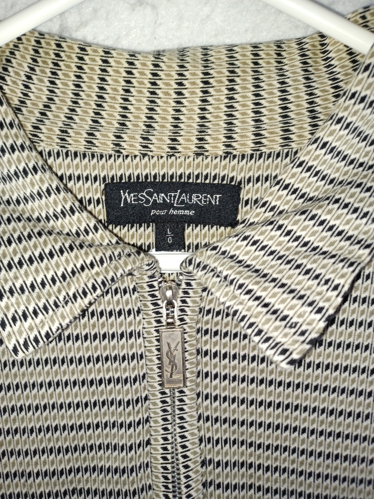 Yves Saint Laurent Polo 1 4 Zip Rugby Uomo Grigio Scuro Manica Lunga YSL L