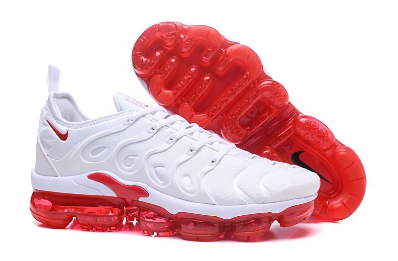 white and university red vapormax plus