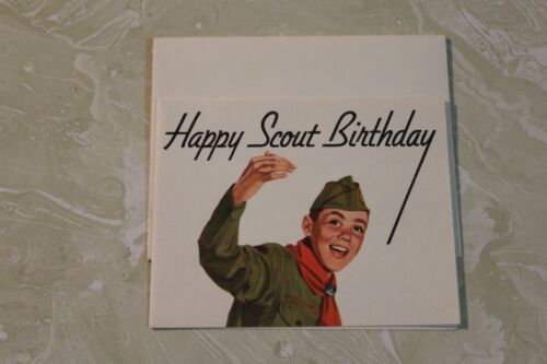 VINTAGE BSA HAPPY SCOUT BIRTHDAY INVITATION TO JOIN CARD & ENVELOPE - Afbeelding 1 van 3