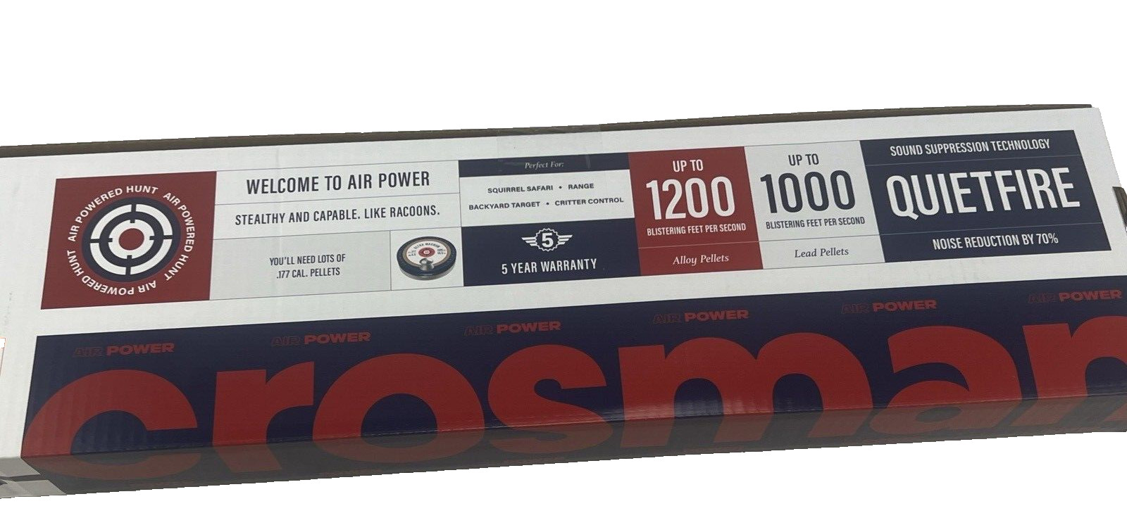 Crosman F4 Air Rifle Break Barrel With Scope, Quiet Fire .177 cal ,1200