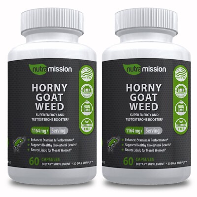 Extra Strength Horny Goat Weed-Super Energy & Testosterone Booster 2 Pack 120Ct