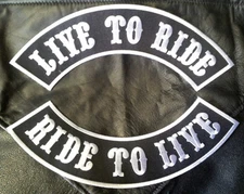 LIVE TO RIDE RIDE TO LIVE  TOP BOTTOM ROCKER JACKET VEST  (XXL) MC BIKER PATCH