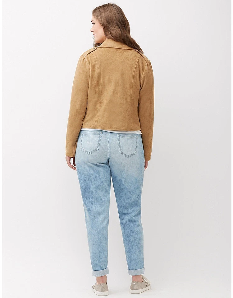 Chaqueta de Moto Lane Bryant Talla 26/28 Tucson Bronceada Imitación Vegana Elastizada Plus 3X Foto 3 de 4