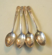 Vintage Set of 4 Wm. Rogers Mfg. Co. IS State Seal of New Jersey Spoons - NICE