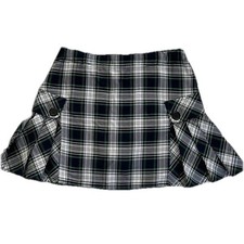 Lands End Skort Plaid Pleated Size 9 School Academia Preppy Green Black White