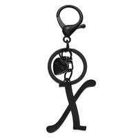 FüR Initial X SchlüSselanhäNger Edelstahl Herz Schwarz