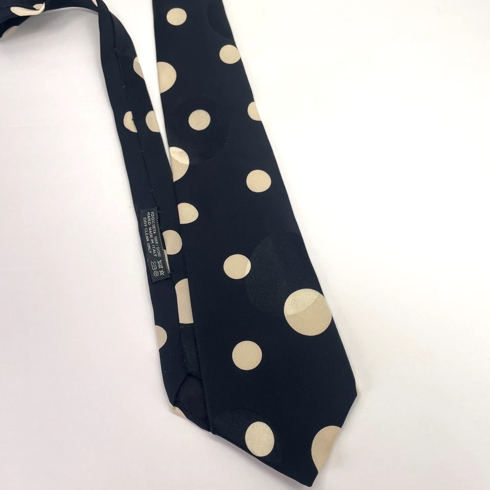 Corbata para Cuello Brioni + Cuadrado de Bolsillo Negro Geométrico Seda Italia Círculos Lunares Usada en Excelente Condición Foto 3 de 4