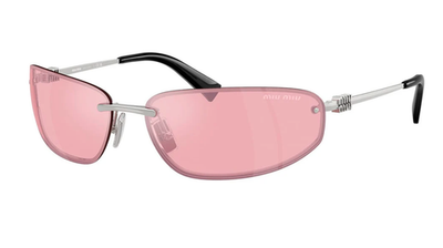 Miu Miu MU A50S 1BC70J Unisex Rectangle Sunglasses in Silver with