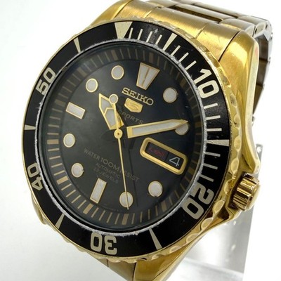 Seiko 5 Sports Diver Automatic Gold Black Watch