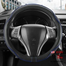 Steering Wheel Cover,Anti-Slip, Safety,Soft,Breathable,Heavy Black Blue Line