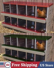 10-Hole Metal Chicken Nesting Boxes Laying Boxes Roll Away Nesting Box for Hens