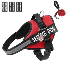 Service Dog Vest Harness ID Tag and Leash Set 6 Patches,No PullAdjustable Re...