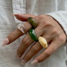 Irregular Resin Ring Acrylic Colorful Modern Knuckle Finger Band Women Jewelry