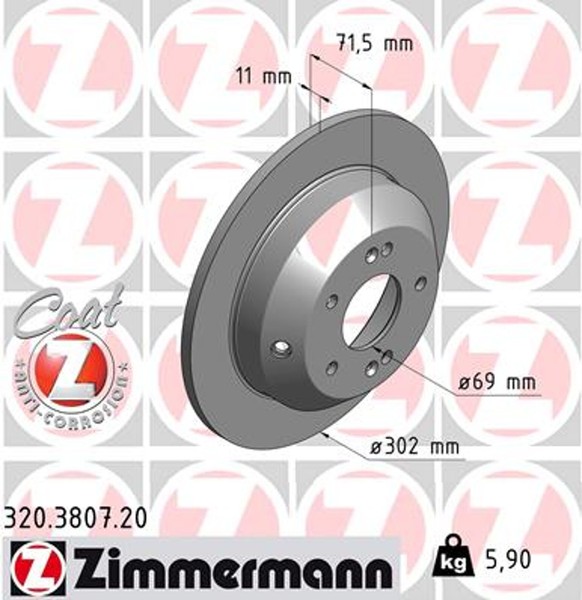 2X Zimmermann Bremsscheibe Coat Z 320.3807.20 FüR Hyundai Santa KIA Sorento XM 3-image