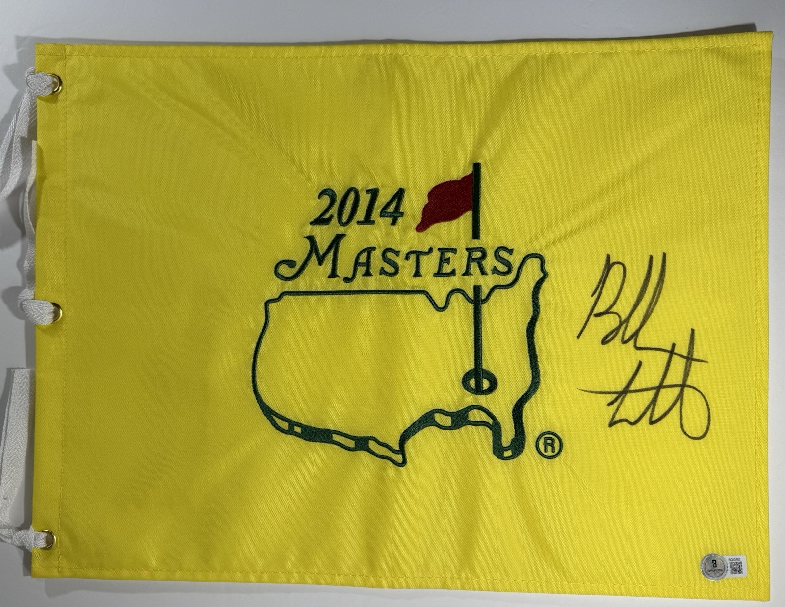 Bubba Watson Autographed Signed 2014 Masters Flag Augusta golf beckett coa 