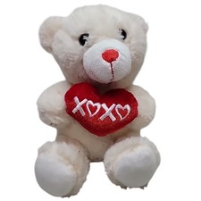 Dandee Bear Plush Stuffed Animal Cream Heart Kiss XOXO 8" Valentines Day Soft
