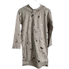 Tea Collection Girls Starry Skies Hooded Hi-Lo Hem Dress 14 Pale Gray Play Cloth