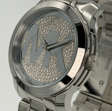 MICHAEL KORS MK5544 Runway Silver Pave Stainless Steel Logo Unisex Watch