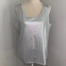 Chico's NEW silver shimmer stretch microfiber tank top sleeveless size 3 XL 16