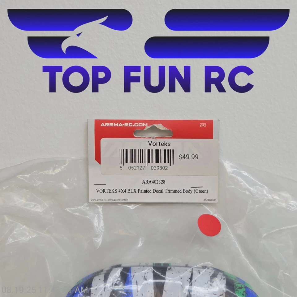 Arrma ARA402328 Vorteks 4x4 BLX Painted Decal Trimmed Body (Green) - Image 2 of 2