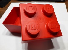LEGO Aufbewahrungsbox 1985 rot quadratisch 12,5 cm