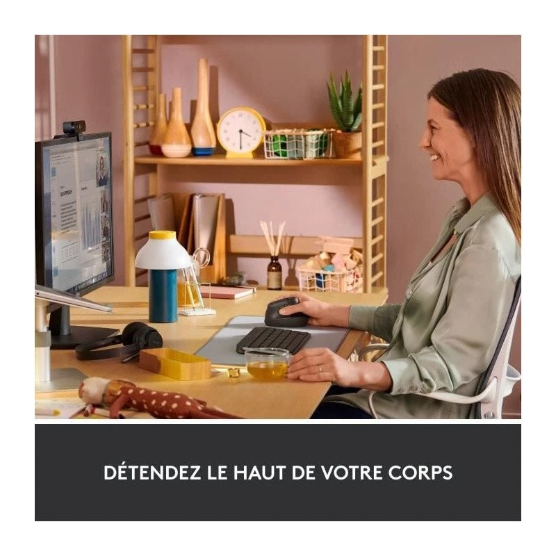 Souris Sans Fil Logitech Lift Ergonomique Verticale, Bluetooth ou récepteur USB  - Photo 4/4