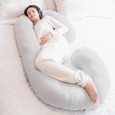C Shaped Pregnancy Pillow for Sleeping, Full Body Maternity Pillow with Removabl