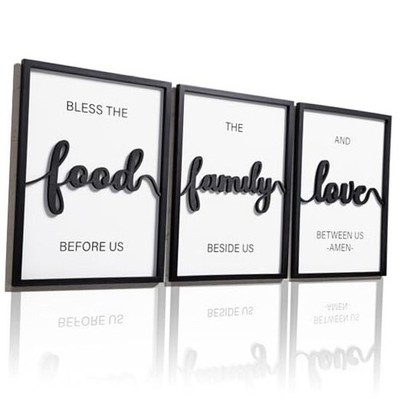 3D Wood Bless The Food Before Us Wall Decor, 12x16IN-Bless The Food Before Us