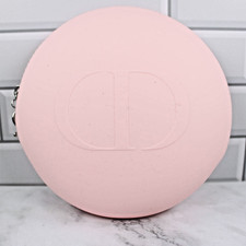 Dior Pink Oval Silicone Zippered Cosmetic Case with Silver Logo Charm NEW in BOX